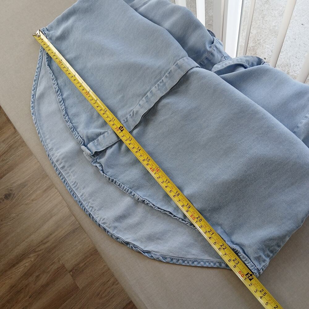 Lola River Chambray Shirt XL blue denim Tencel Lyocell blouse roll sleeve button - Picture 11 of 13